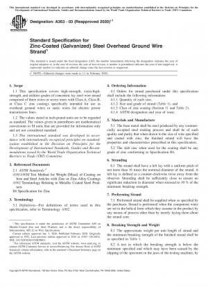 Standard Specification for Zinc-Coated (Galvanized) Steel Overhead Ground Wire Strand