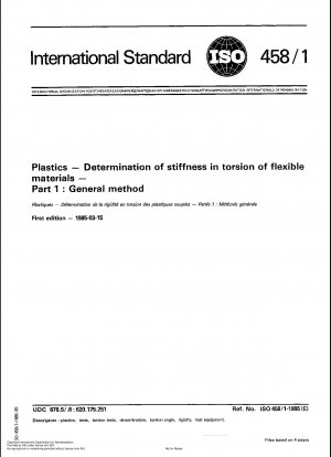 Plastics; Determination of stiffness in torsion of flexible materials; Part 1 : General method