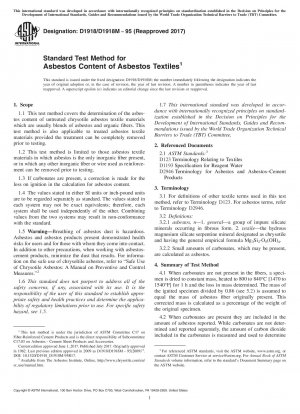 Standard Test Method for  Asbestos Content of Asbestos Textiles
