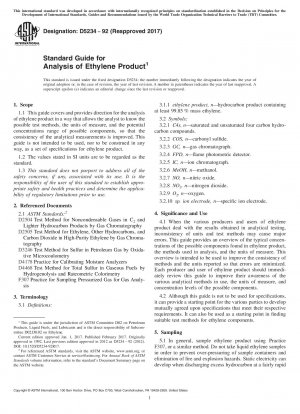 Standard Guide for Analysis of Ethylene Product