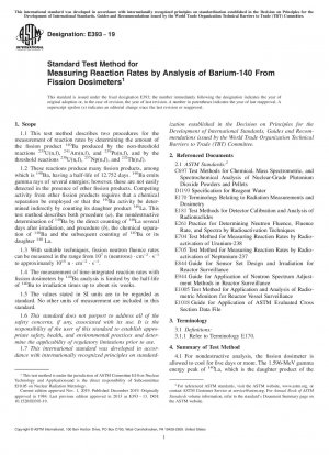 Standard Test Method for Measuring Reaction Rates by Analysis of Barium-140 From Fission Dosimeters