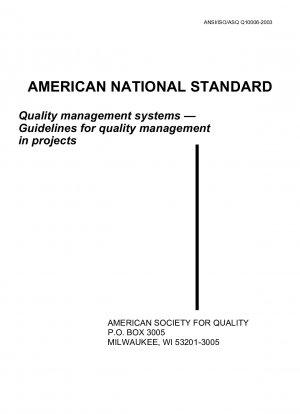Quality management systems  Guidelines for quality management in projects T816
