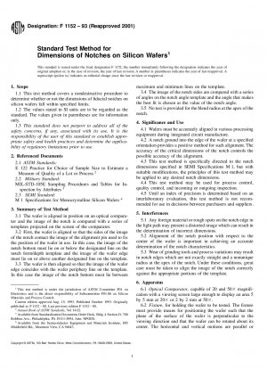 Standard Test Method for Dimensions of Notches on Silicon Wafers