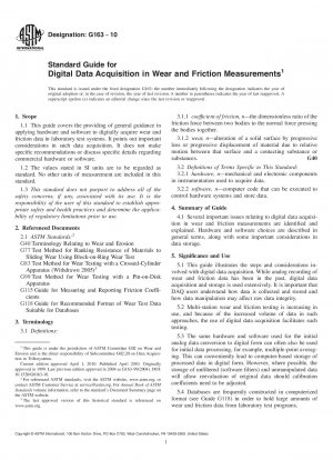 Standard Guide for Digital Data Acquisition in Wear and Friction Measurements