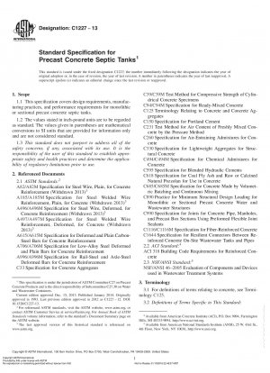 Standard Specification for  Precast Concrete Septic Tanks