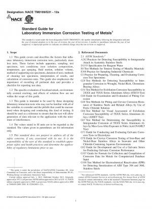 Standard Practice for Laboratory Immersion Corrosion Testing of Metals