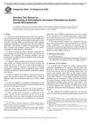 Standard Test Method for Monitoring of Atmospheric Corrosion Chambers by Quartz Crystal Microbalances