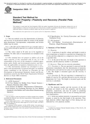 Standard Test Method for Rubber Property—Plasticity and Recovery (Parallel Plate Method)