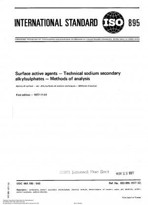 Surface active agents; Technical sodium secondary alkylsulphates; Methods of analysis