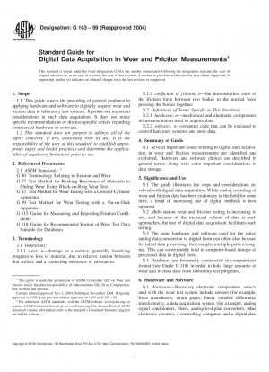 Standard Guide for Digital Data Acquisition in Wear and Friction Measurements