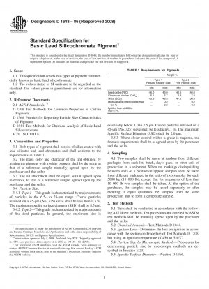 Standard Specification for  Basic Lead Silicochromate Pigment
