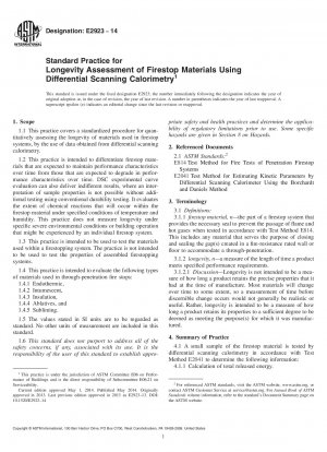 Standard Practice for Longevity Assessment of Firestop Materials Using Differential  Scanning Calorimetry