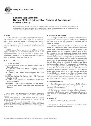 Standard Test Method for Carbon Black&x2014;Oil Absorption Number of Compressed Sample  (COAN)
