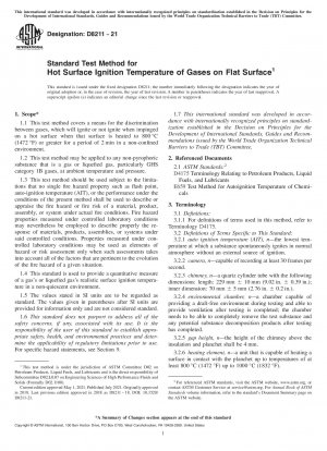 Standard Test Method for Hot Surface Ignition Temperature of Gases on Flat Surface