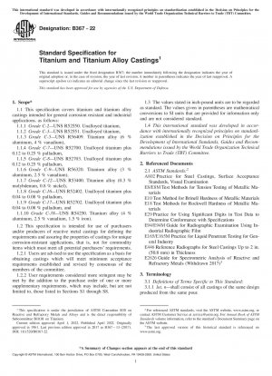 Standard Specification for Titanium and Titanium Alloy Castings