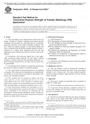 Standard Test Method for Transverse Rupture Strength of Powder Metallurgy (PM) Specimens