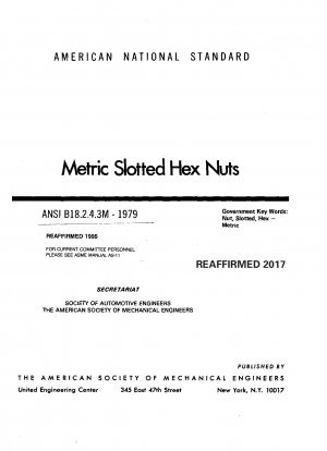 Metric Slotted Hex Nuts Errata - May 1981