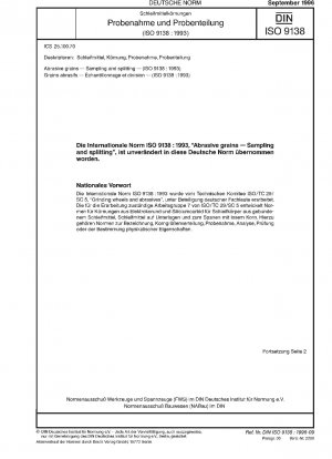 Abrasive grains - Sampling and splitting (ISO 9138:1993)