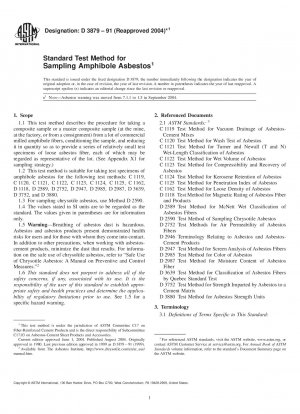 Standard Test Method for Sampling Amphibole Asbestos 
