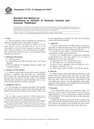 Standard Test Method for Resistance  to  Attrition  of  Granular  Carriers  and  Granular  Pesticides