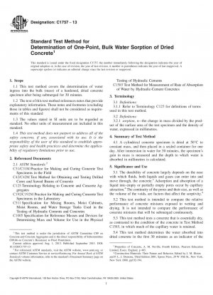 Standard Test Method for ?Determination of One-Point, Bulk Water Sorption of Dried Concrete