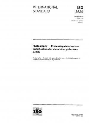 Photography - Processing chemicals - Specifications for aluminium potassium sulfate
