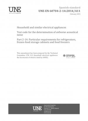 Household and similar electrical appliances - Test code for the determination of airborne acoustical noise - Part 2-14: Particular requirements for refrigerators, frozen-food storage cabinets and food freezers