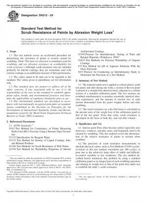Standard Test Method for Scrub Resistance of Paints by Abrasion Weight Loss