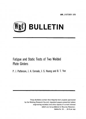 Fatigue and Static Tests of Two Welded Plate Girders