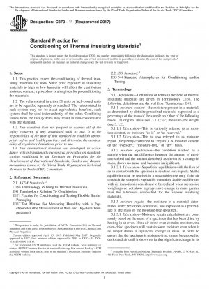 Standard Practice for Conditioning of Thermal Insulating Materials