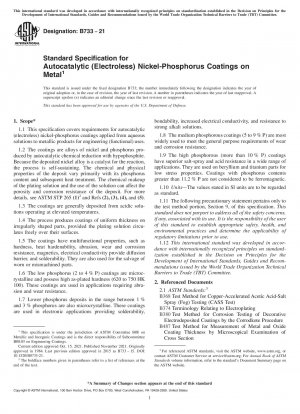 Standard Specification for Autocatalytic (Electroless) Nickel-Phosphorus Coatings on Metal