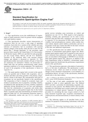 Standard Specification for Automotive Spark-Ignition Engine Fuel