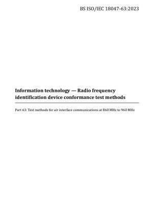 Information technology. Radio frequency identification device conformance test methods - Test methods for air interface communications at 860 MHz to 960 MHz