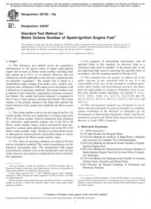Standard Test Method for Motor Octane Number of Spark-Ignition Engine Fuel