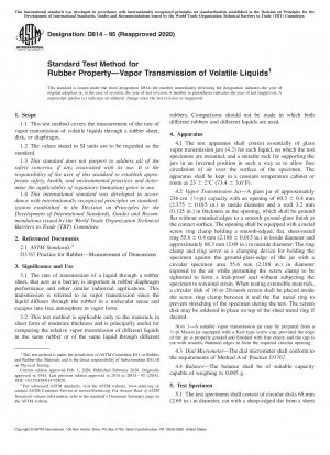 Standard Test Method for Rubber Property—Vapor Transmission of Volatile Liquids