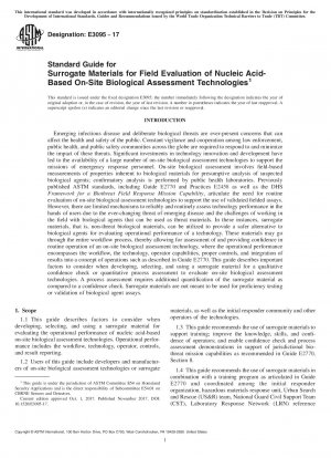 Standard Guide for Surrogate Materials for Field Evaluation of Nucleic Acid-Based On-Site Biological Assessment Technologies