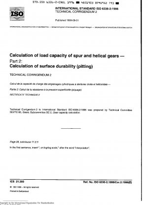Calculation of load capacity of spur and helical gears - Part 2: Calculation of surface durability (pittings)