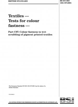 Textiles - Tests for colour fastness - Colour fastness to wet scrubbing of pigment dyed or pigment printed textiles