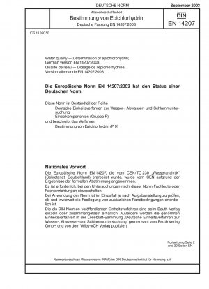 Water quality - Determination of epichlorohydrin; German version EN 14207:2003
