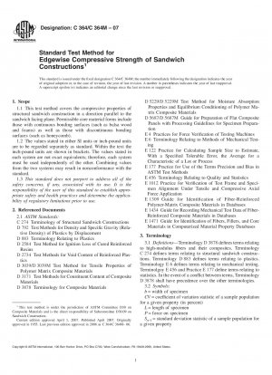 Standard Test Method for Edgewise Compressive Strength of Sandwich Constructions