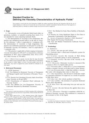 Standard Practice for Defining the Viscosity Characteristics of Hydraulic Fluids
