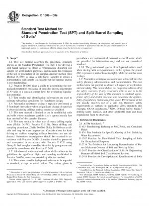Standard Test Method for  Standard Penetration Test (SPT) and Split-Barrel Sampling of Soils