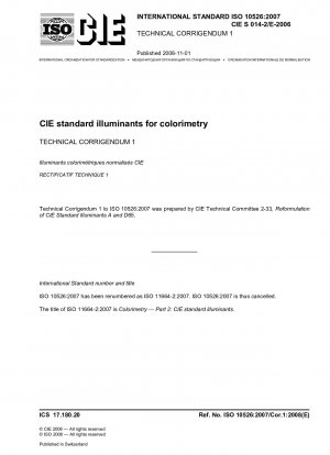 CIE standard illuminants for colorimetry; Technical Corrigendum 1