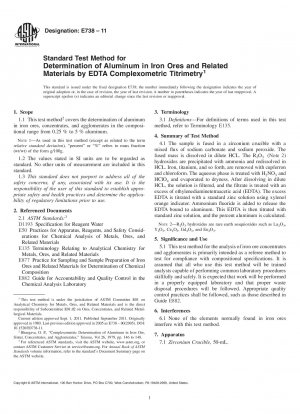 Standard Test Method for  Determination of Aluminum in Iron Ores and Related Materials by EDTA Complexometric Titrimetry