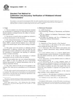 Standard Test Method for Calibration and Accuracy Verification of Wideband Infrared  Thermometers