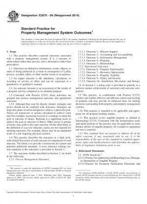 Standard Practice for  Property Management System Outcomes