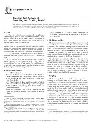 Standard Test Methods of Sampling and Grading Rosin