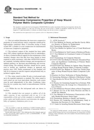 Standard Test Method for  Transverse Compressive Properties of Hoop Wound Polymer Matrix  Composite Cylinders