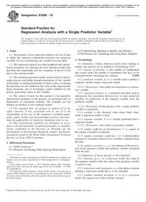 Standard Practice for Regression Analysis with a Single Predictor Variable