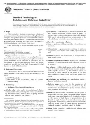 Standard Terminology of Cellulose and Cellulose Derivatives